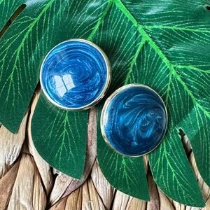 BOGO FREE BLUE MARBLED STATEMENT EARRINGS